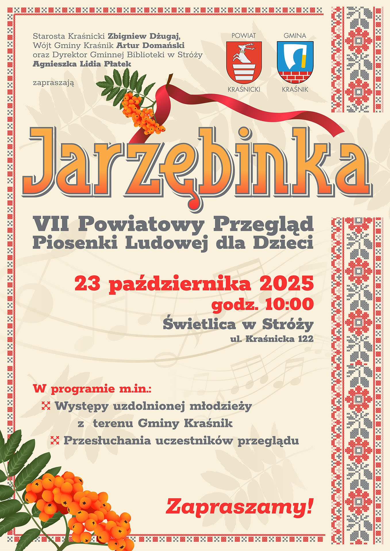 VII Powiatowy Przegląd Piosenki Ludowej dla Dzieci – Jarzębinka 2025 – 23 Października
